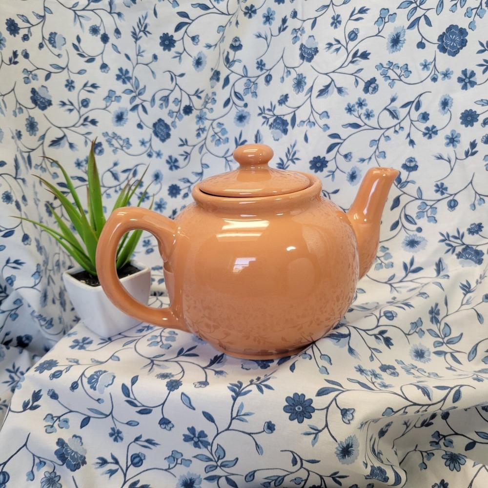 Unbranded Ceramic Solid Teapot Coral Color Cottagecore Contemporary Vibe